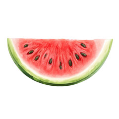 Stylized slice of watermelon with seeds visible. png, transparent background.