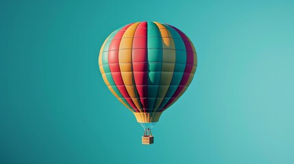 Fototapeta premium hot air ballon in flight isolated on blue background