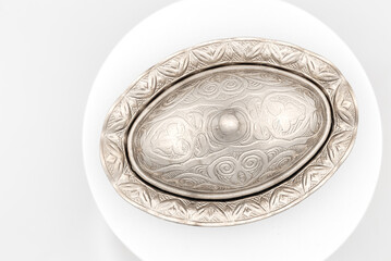 Top down capture of authentic turkish delight bowl isolated on white ground © vuralyavas