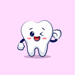 cute cartoon teeth character smileing vector