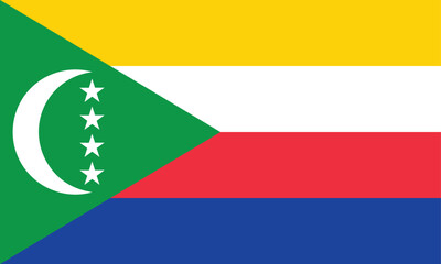 comoros flag in standard size, color and correct proportions for National Day, Independence Day celebrations 6th July, or 12th November, banners, flyers, posters, educational purpose, online, websites