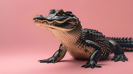Fototapeta premium alligator isolated on pink background