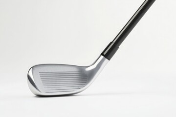 Golf iron, a silver club with a black handle and head