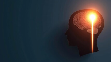 A conceptual image illustrating the brain with a glowing light, symbolizing thoughts, creativity, and neural activity.