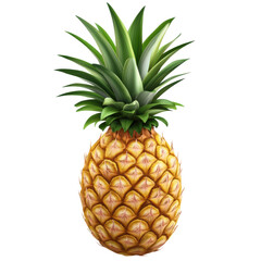 Fototapeta premium Realistic pineapple with vibrant yellow and green leaves. png, transparent background.