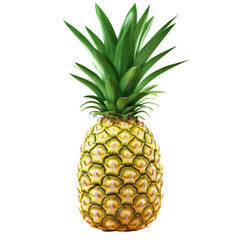 Fototapeta premium Realistic pineapple with vibrant yellow and green leaves. png, transparent background.