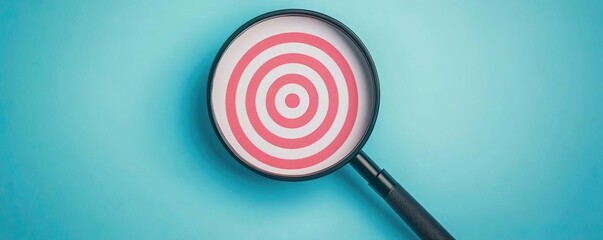 A vibrant magnifying glass focuses on a colorful target symbolizing precision and goal achievement.