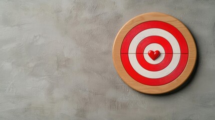 A target board with hearts instead of traditional bullseye rings, showcasing the idea of setting romantic goals and desires