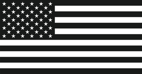 Black and white American flag. Vector flag of the USA