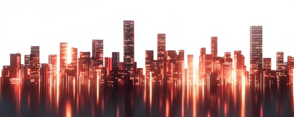 Fototapeta premium A futuristic cityscape ablaze with neon lights, its towering skyscrapers piercing the heavens like beacons of progress in 4K