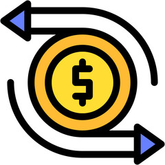 Vector Icon cash flow, Dollar money, payment, process