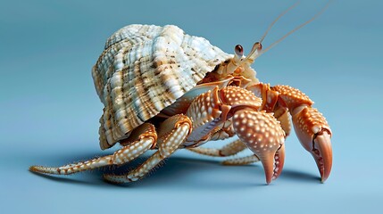 hermit crab isolated on blue background