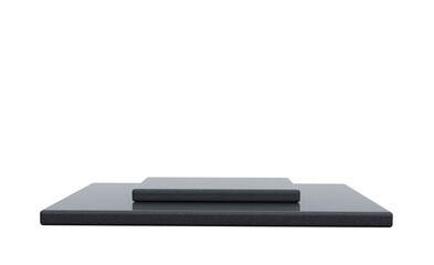 Gray podium with sleek two-step design for display