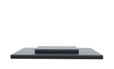 Gray podium with sleek two-step design for display