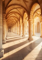 Fototapeta premium Sunlit Arches And Columns Of A Stone Building