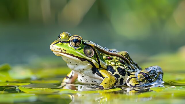 leopard frog in the pond