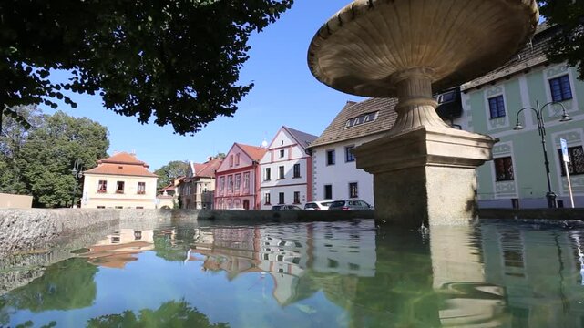 Fountain on the square in Tabor, Czech Republic