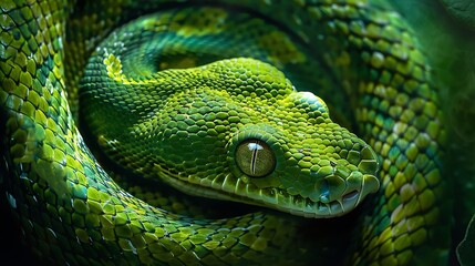 Fototapeta premium close up of a green snake