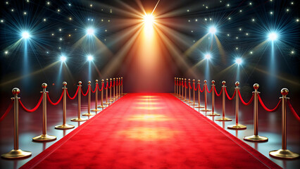 Red carpet at prestigious ceremony with bright spotlight , red carpet, ceremony, spotlight, glamorous, event, famous, VIP