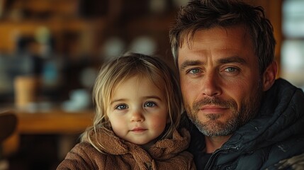 portrait of poor small girl with father eating indoors at home poverty concept