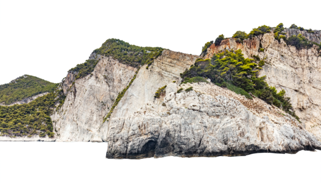 Steep cliffs with dense vegetation along the Mediterranean coast