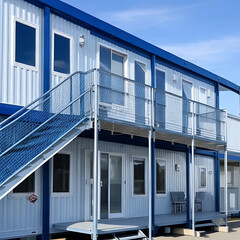 Sleek, rectangular container shape with industrial metal siding.