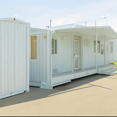 Sleek, rectangular container shape with industrial metal siding.