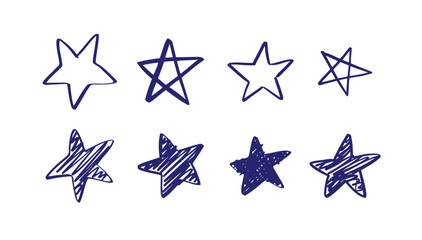 Star hand drawn blue marker pen. Doodle star sketch drawing © Yanka