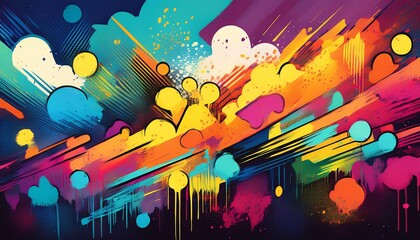 Obraz premium A vibrant abstract artwork featuring bold colors, dynamic shapes, and energetic brush strokes, creating a lively and engaging visual experience.