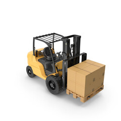 Forklift With Boxes On Pallet PNG