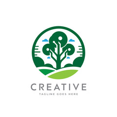 Creative artistic tree logo concept. eco friendly tree logo. Colorful leaf tree logo. minimalist tree vector icon logo