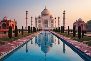 Fototapeta premium Taj Mahal Architecture in Agra Discover the Marble Marvel of India