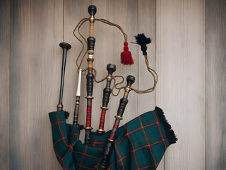 Scottish Heritage: Tartan and Bagpipes Display