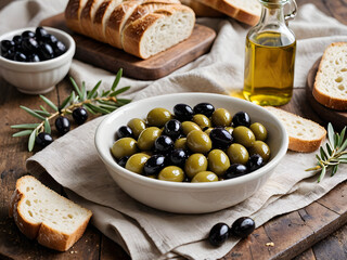 Rustic Mediterranean Delight: Olive Oil and Bread