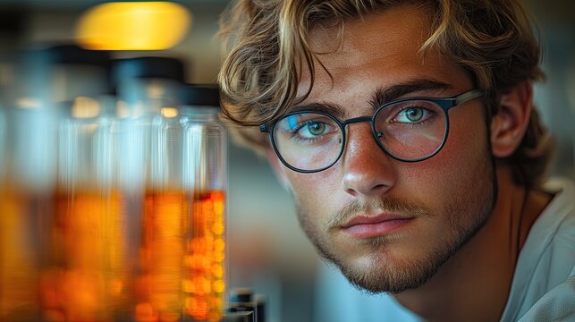 science student doing chemical experiment in the laboratory at university