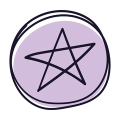 Halloween icon. A pentagram drawn in a circle, representing mysticism, magic, and witchcraft, often associated with occult themes during the Halloween season.