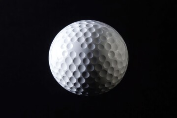 Golf ball, captured in slow motion against a pure black background