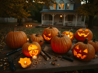 Cozy Autumn Evenings: Pumpkin Carving in the Backyard