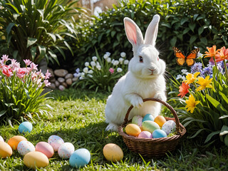 Joyful Easter Morning: A Colorful Garden Celebration