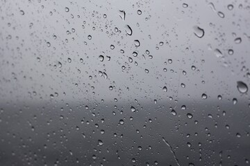 Grey rain drops on window