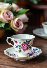 Fototapeta premium cup of tea with flowers