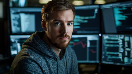 Blockchain Developer in a High-Tech Workspace