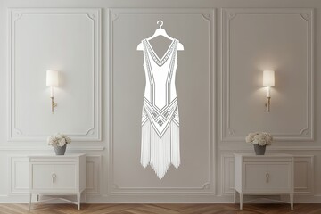 1920s Flapper Dress Icon on Chic White Backdrop