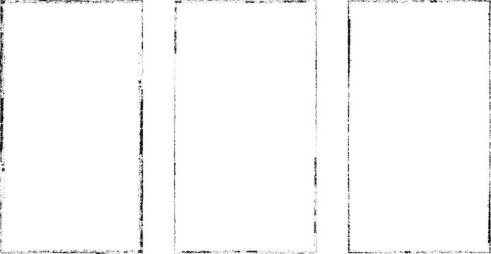 Set of vector border frames with rough edges . Rectangular frame template collection . distress texture . Grunge tiny frame borders isolated on the background . Rough edges effect . 