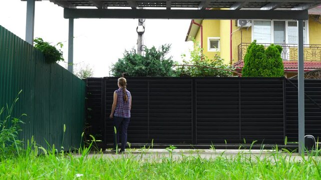 Senior woman walks relaxing outdoor