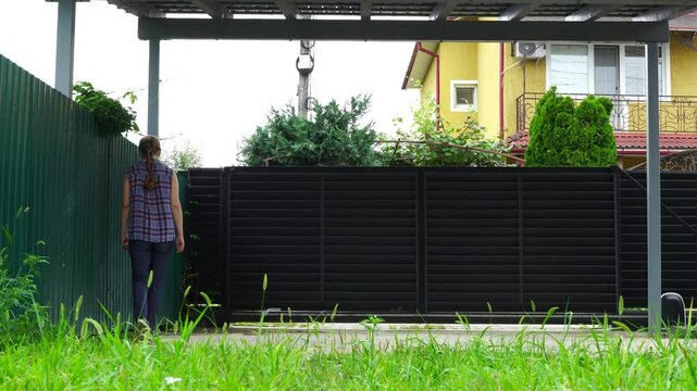 Senior woman walks relaxing outdoor
