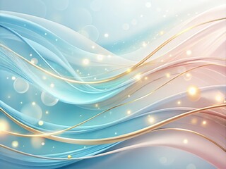 Obraz premium Whispers of Elegance - Curved gold lines dance through a soft focus background of blush pink, powder blue, and cream, creating a sense of refinement and luxury.