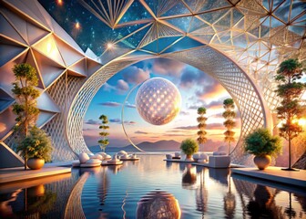 Obraz premium A dreamy backdrop where fluid motion meets geometric precision, invoking a sense of serenity and luxury