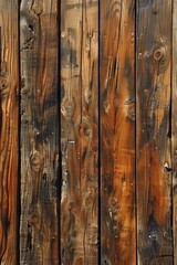 Obraz premium Background of natural old brown wooden planks forming a wall