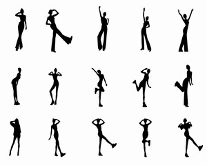 set of silhouettes of people